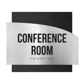 Door Signs Conference Room Signs - Stainless steel & Wood Plate - "Wave" Design - Photo #1