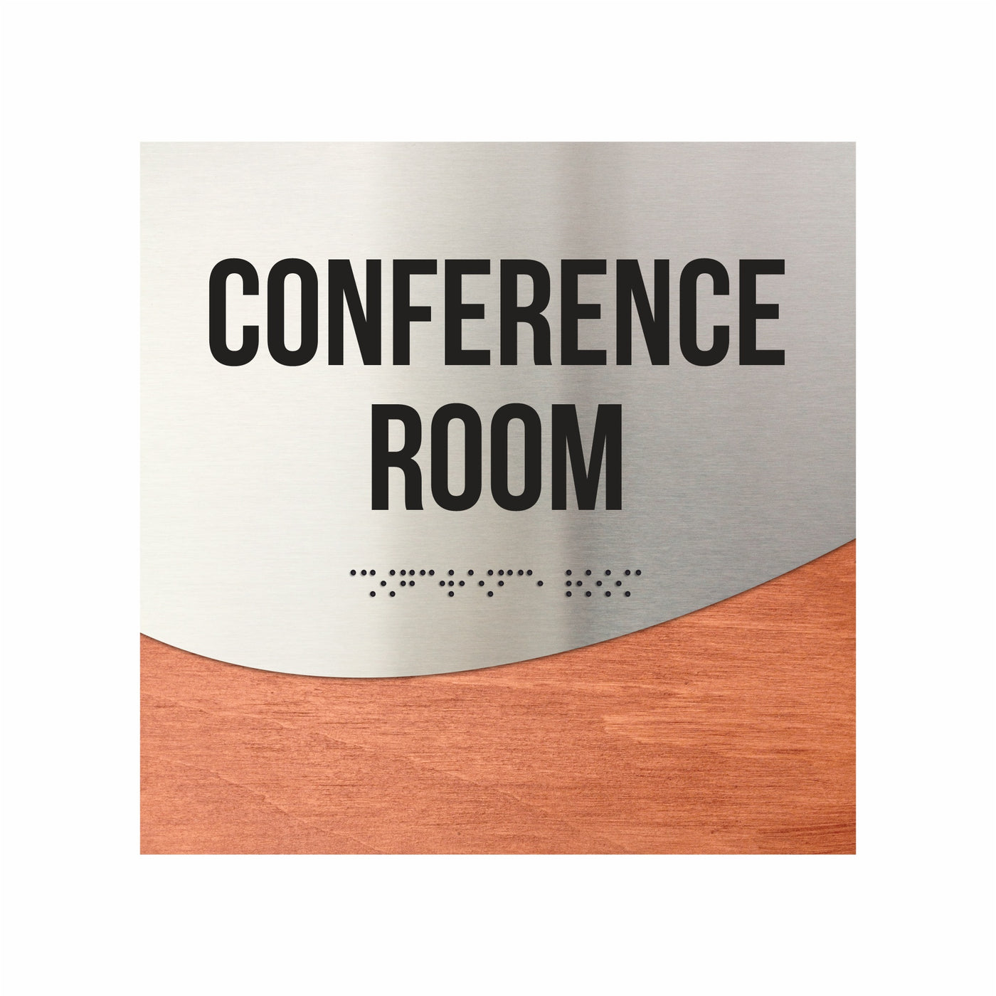 Conference Room Signs - Stainless Steel & Wood Door Plate "Jure" Design