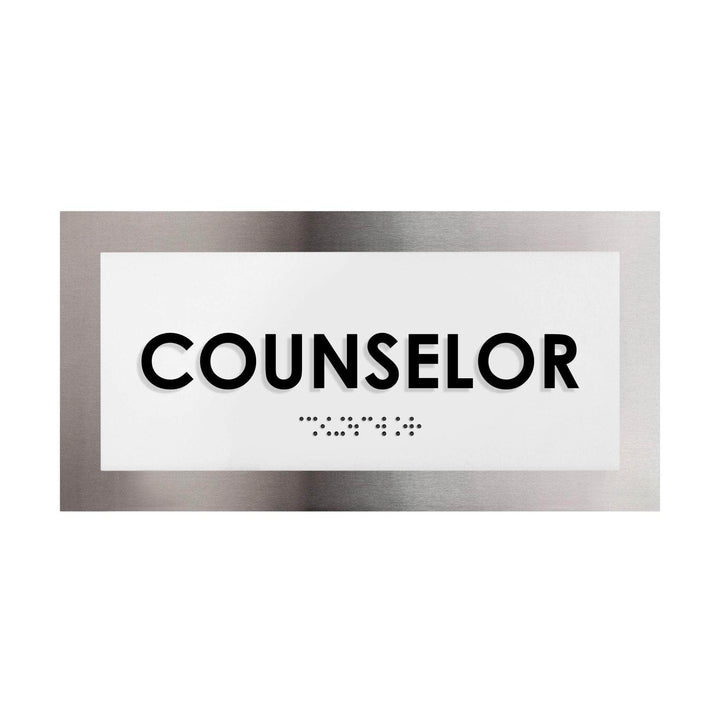 Door Signs Counselor Sign - Stainless Steel Plate - "Modern" Design
