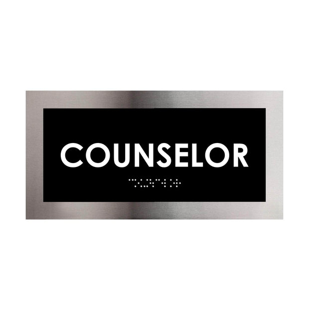 Door Signs Counselor Sign - Stainless Steel Plate - "Modern" Design
