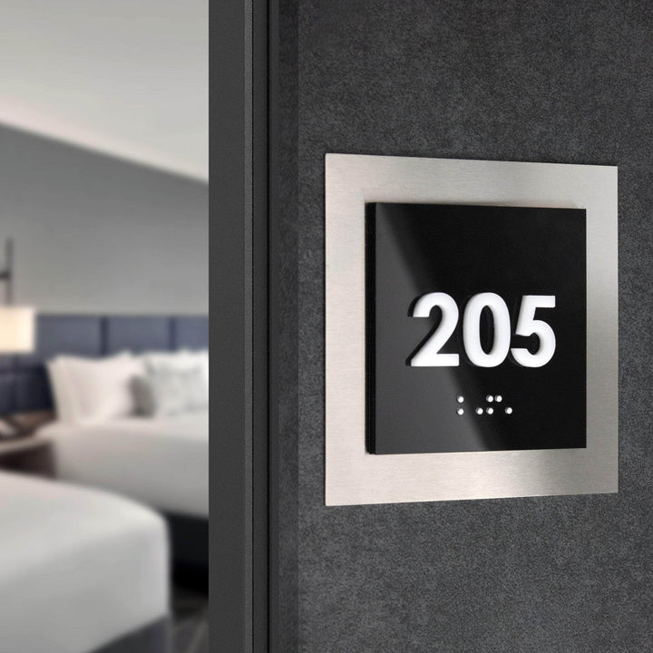 Door Numbers Door Numbers Plate - Interior Stainless Steel Sign - "Modern" Design