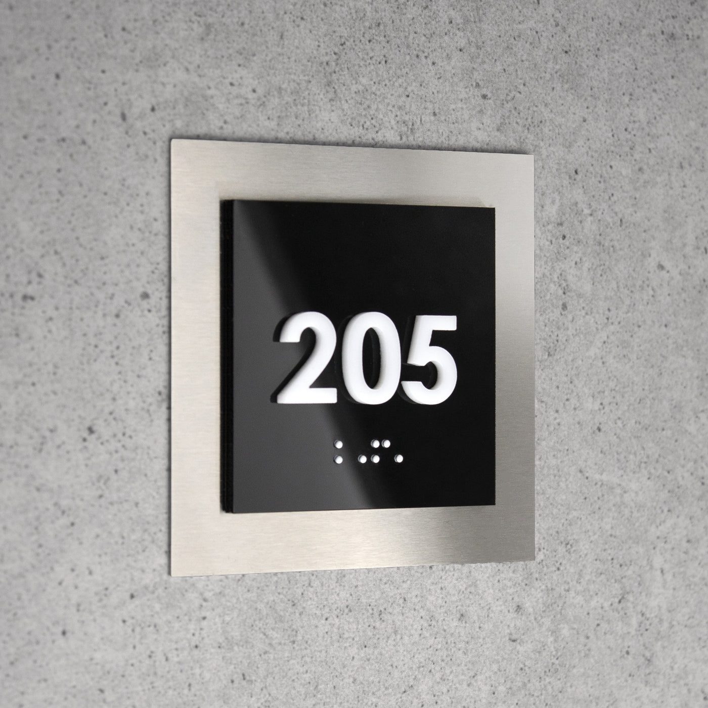 Door Numbers Plate - Interior Stainless Steel Sign - "Modern" Design