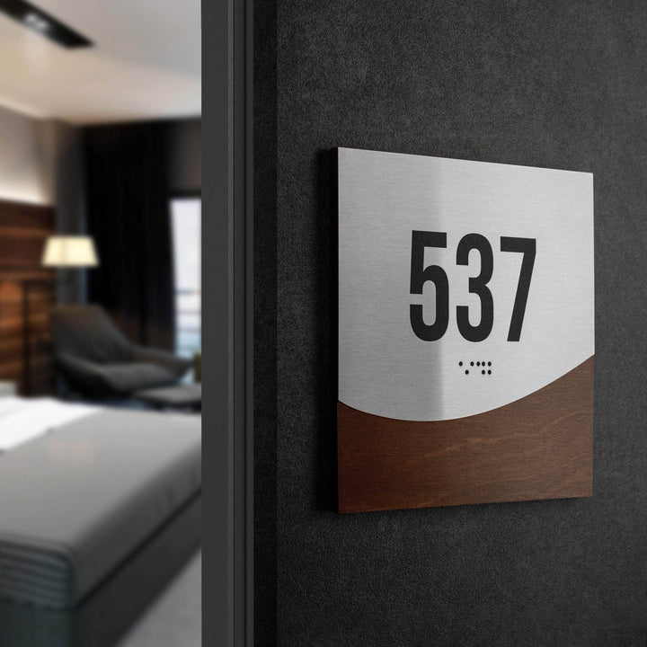 Door Numbers Door Numbers Sign - Stainless steel &amp; Wood  - "Jure" Design