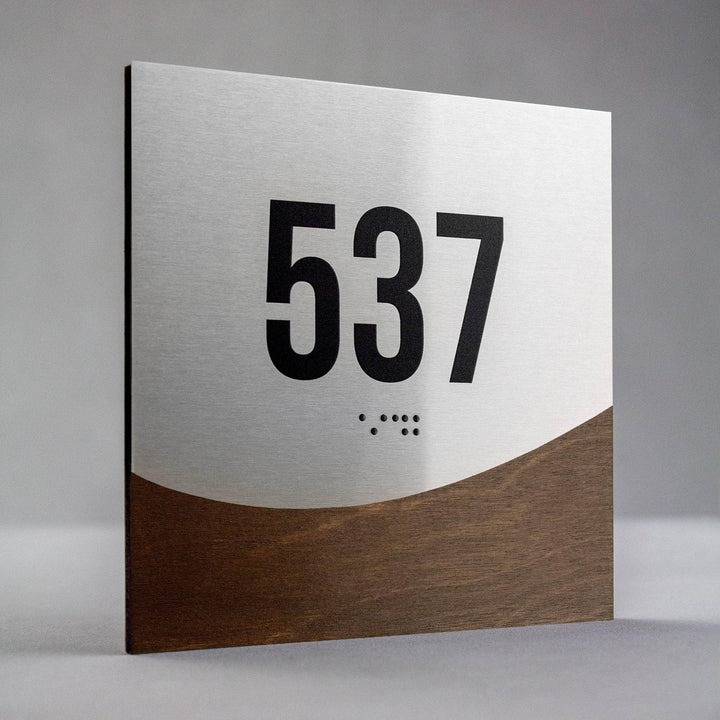 Door Numbers Door Numbers Sign - Stainless steel & Wood  - "Jure" Design