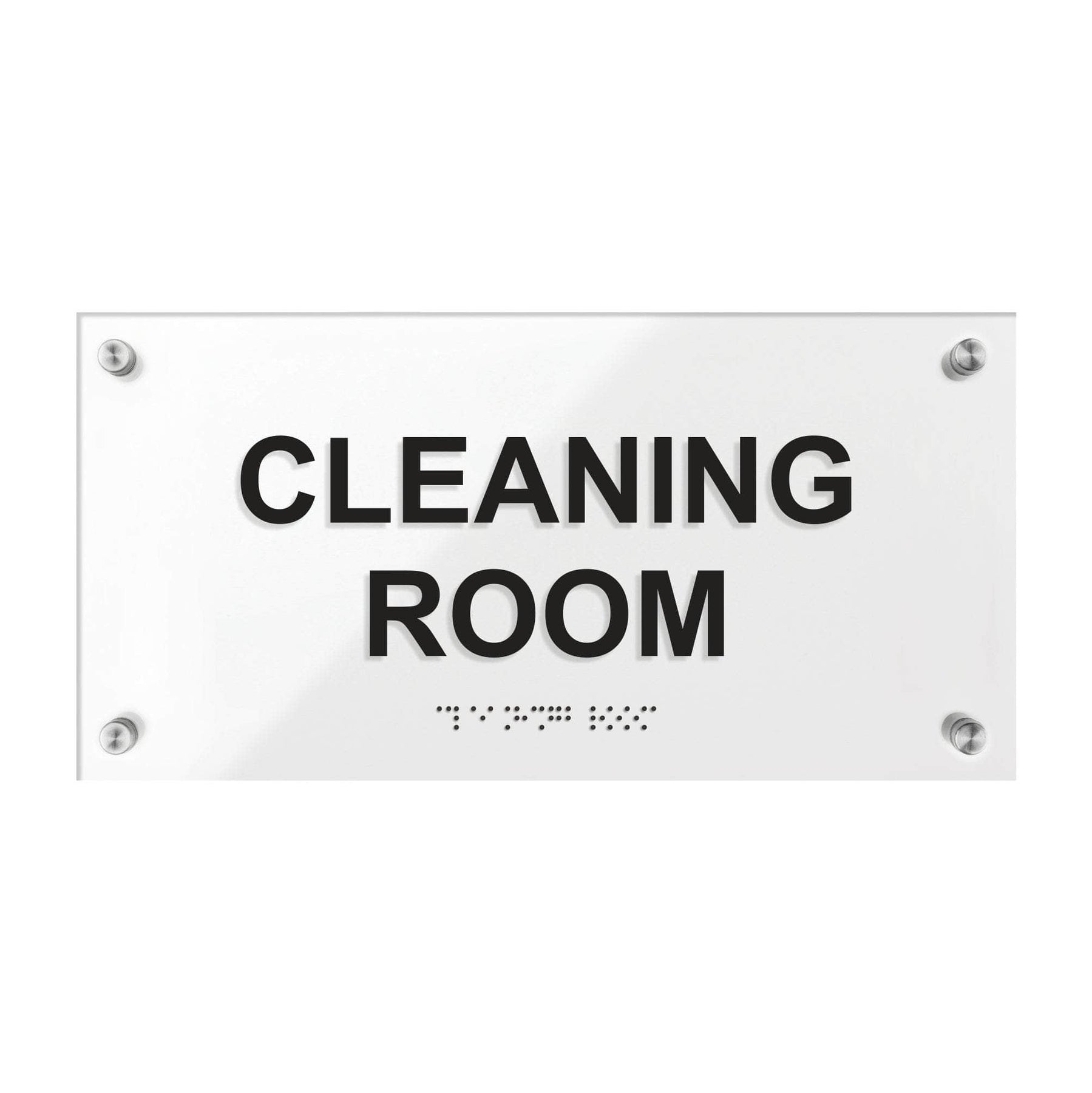Cleaning Room Sign with Braille: Acrylic Plate —