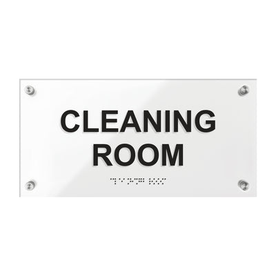 Acrylic Cleaning Room Sign with Braille 