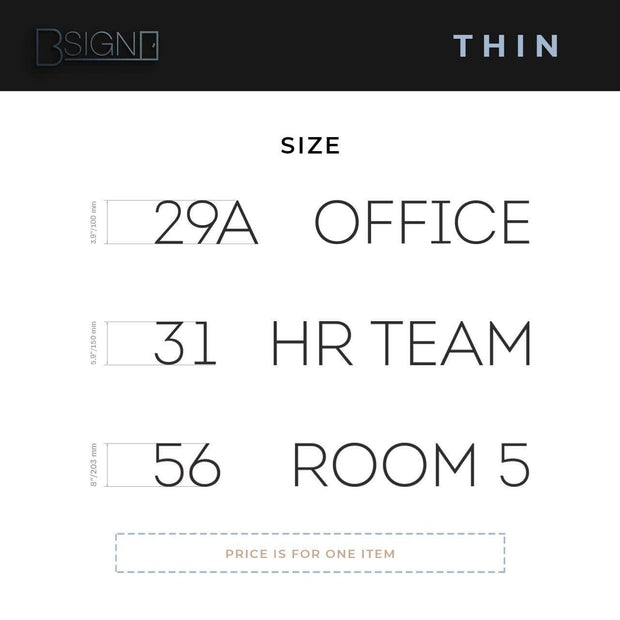 Door Signs Acrylic Interior Signs with Letters - "Thin" Design (price for one symbol)
