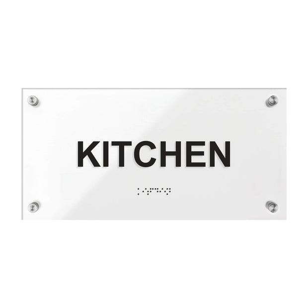 Door Signs Acrylic Kitchen Room Sign with Braille - "Classic" Design