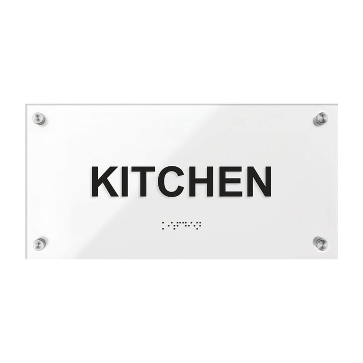 Door Signs Acrylic Kitchen Room Sign with Braille - "Classic" Design