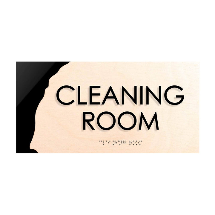 Door Signs Cleaning Room Sign: Wooden Door Plate — "Sherwood" Design