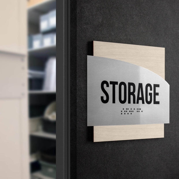Door Signs Checkout Signs - Stainless steel & Wood Plate - "Wave" Design