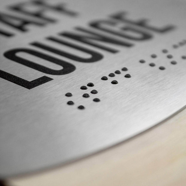 Locker Room Sign - Stainless Steel & Wood Door Plate - "Jure" Design