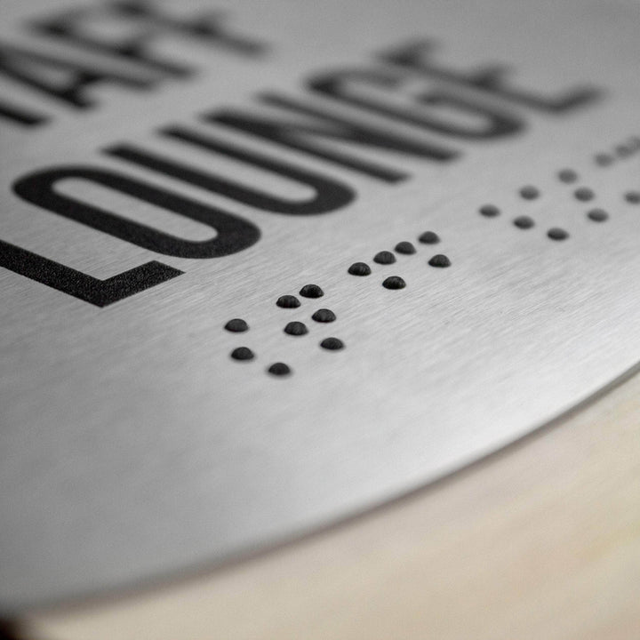 Information signs Gym Room Sign: Stainless Steel &amp; Wood Door Plate — "Jure" Design