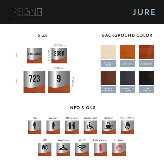 Door Signs Authorized Personnel Only Sign - Stainless steel & Wood - "Jure" Design
