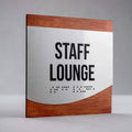 Door Signs Staff Lounge Sign — Stainless Steel & Wood Door Plate — "Venture" Design - Photo #6