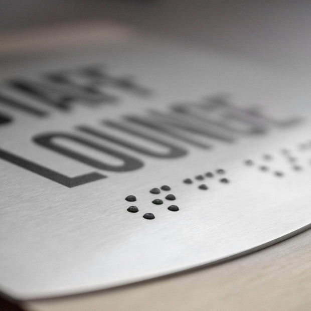 Door Signs Staff Lounge Sign — Stainless Steel & Wood Door Plate — "Venture" Design