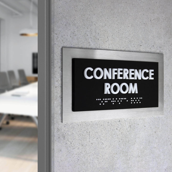 Door Signs Conference Room Sign — Stainless Steel Door Plate — "Modern" Design