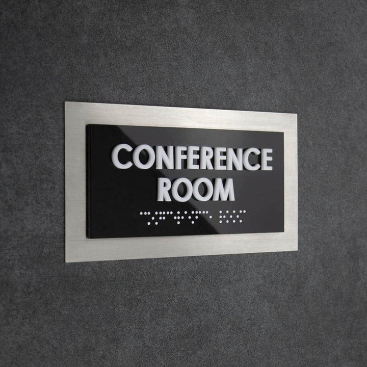Door Signs Conference Room Sign — Stainless Steel Door Plate — "Modern" Design