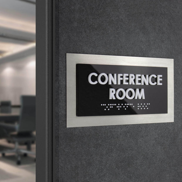 Door Signs Conference Room - Stainless Steel Sign - "Modern" Design
