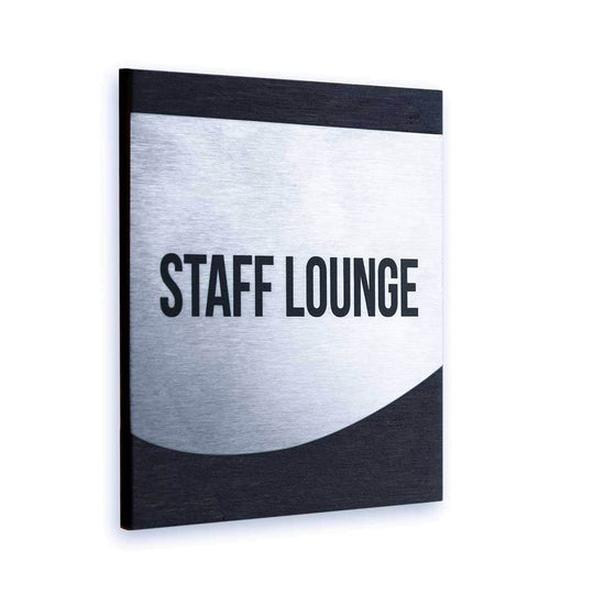 Door Signs Staff Lounge Sign — Stainless Steel & Wood Door Plate — "Venture" Design