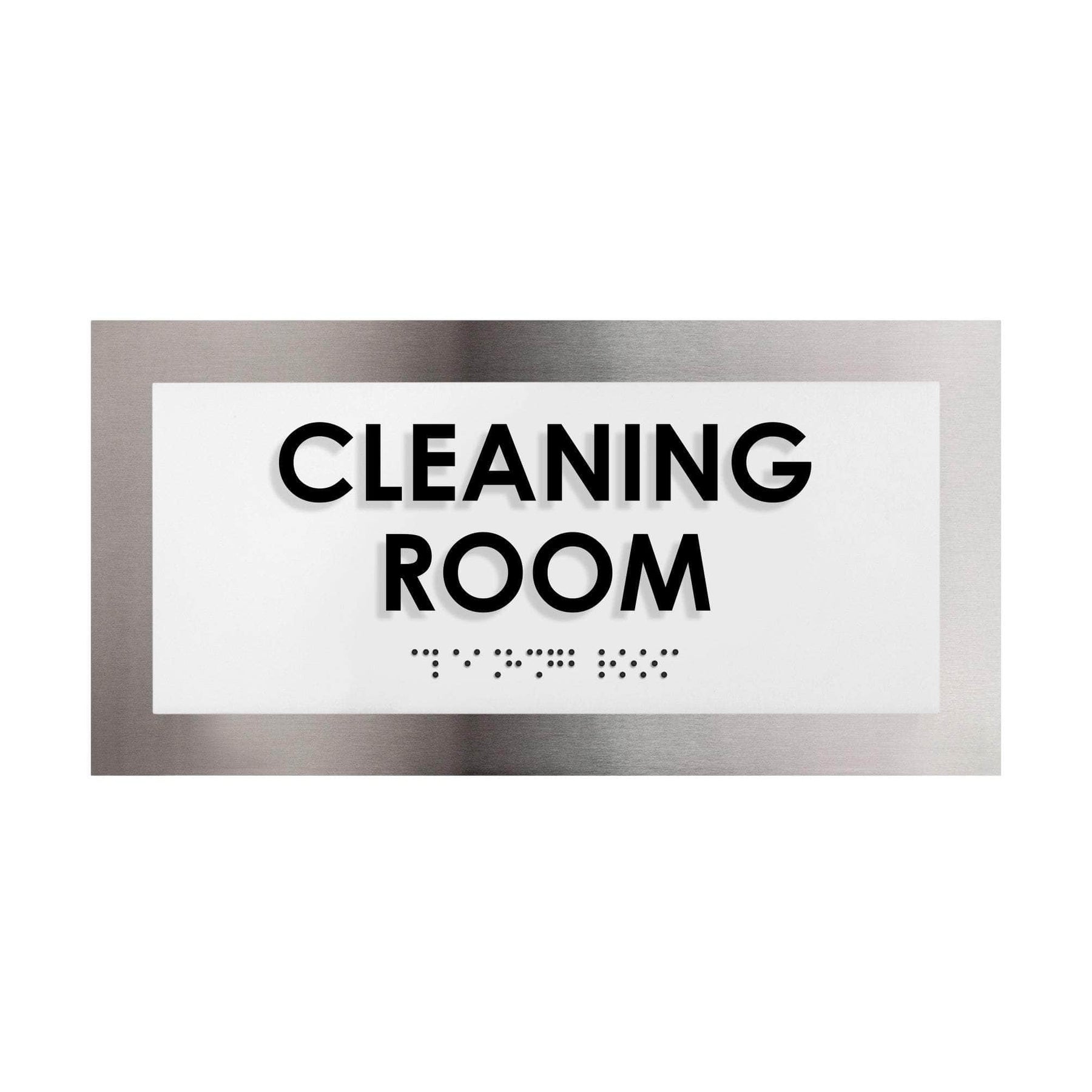 Cleaning Room Sign: Stainless Steel & Acrylic Plate —