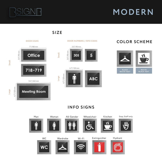 Door Signs Steel Dining Room Door Plate - "Modern" Design