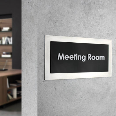 Door Signs Reception Sign - Stainless Steel Plate - "Modern" Design