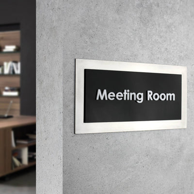 Door Signs - Meeting Room Door Sign - Stainless Steel Plate - "Modern" Design