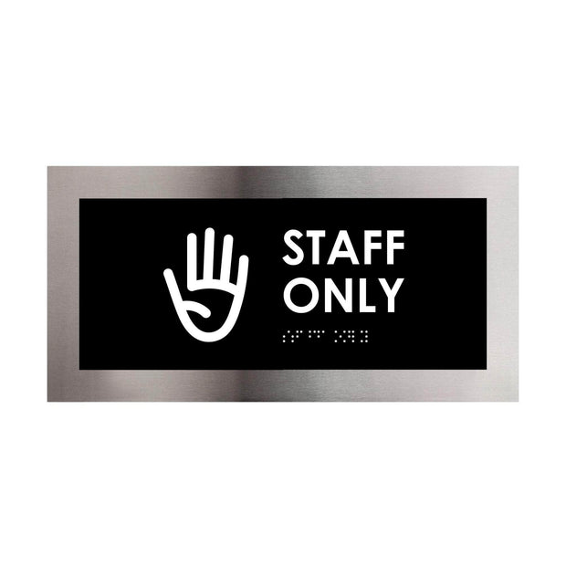 Door Signs Staff Only Sign: Stainless Steel & Acrylic Door Plate — "Modern" Design