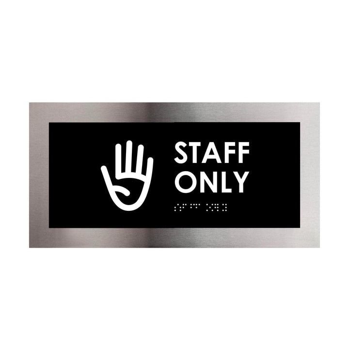 Door Signs Staff Only Sign: Stainless Steel & Acrylic Door Plate — "Modern" Design