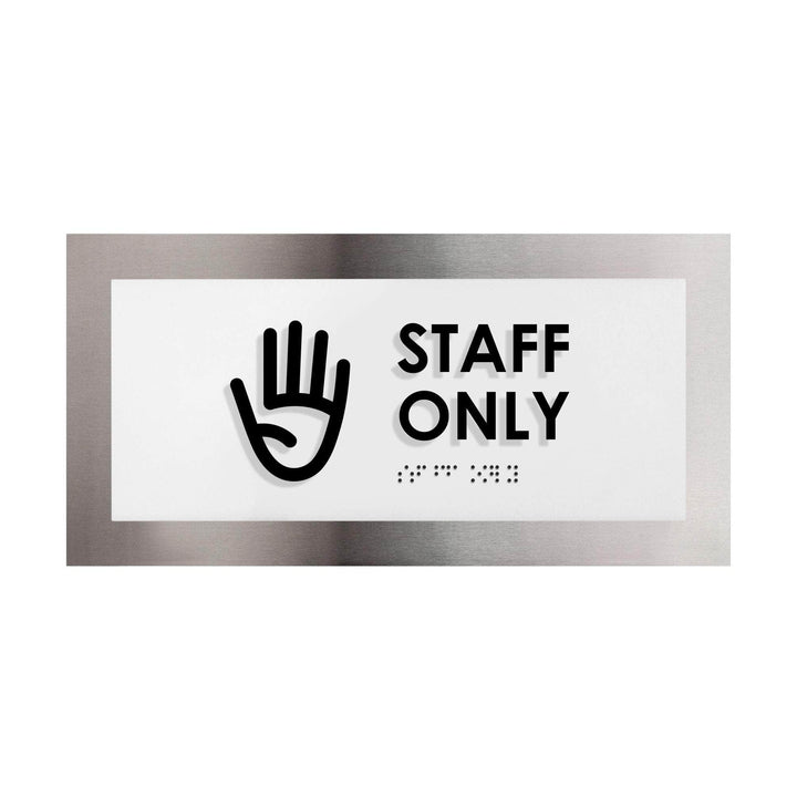Door Signs Staff Only Sign: Stainless Steel &amp; Acrylic Door Plate — "Modern" Design
