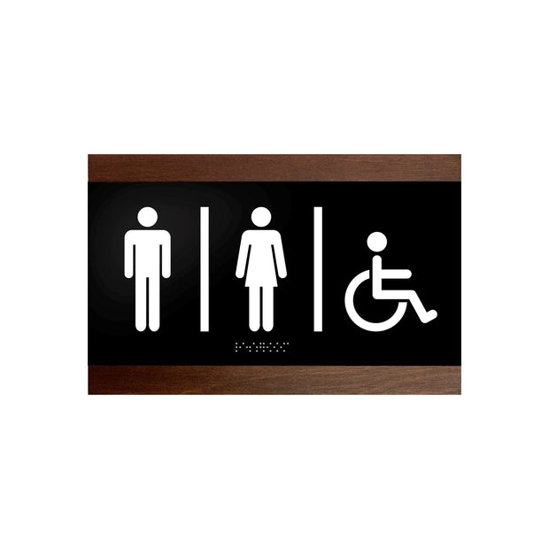 Door Signs Wooden Sign for Unisex Restroom - "Buro" Design