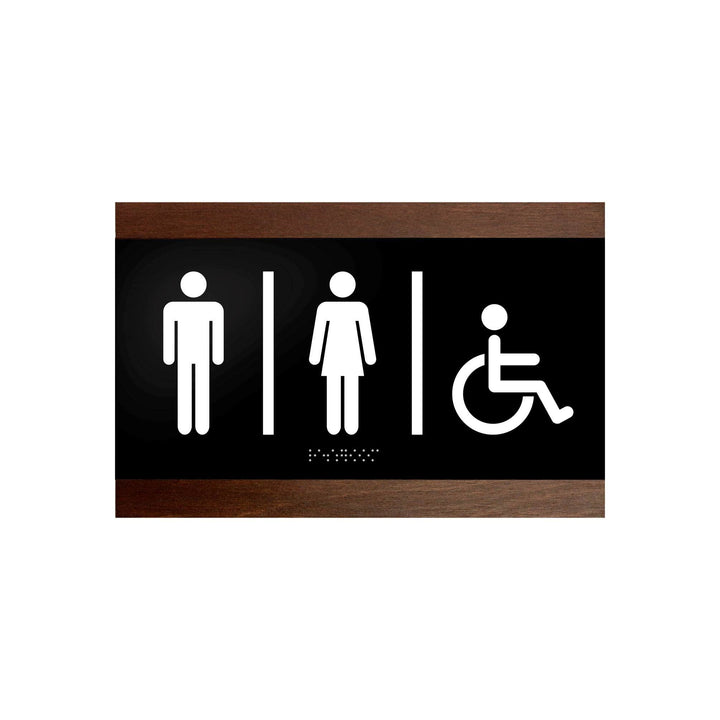 Door Signs Wooden Sign for Unisex Restroom - "Buro" Design
