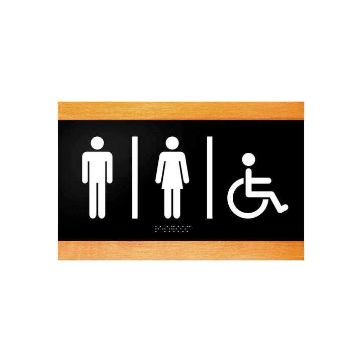 Door Signs Wooden Sign for Unisex Restroom - "Buro" Design