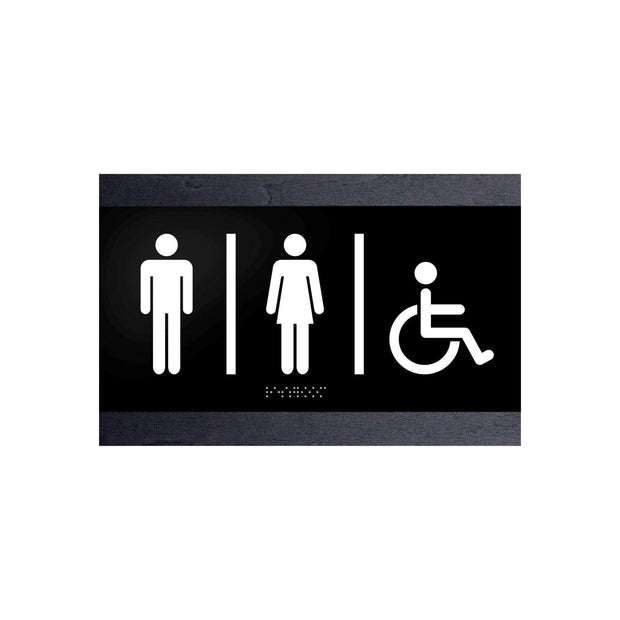 Tactile sign for a toilet with Braille for barrier-free navigation in a public building