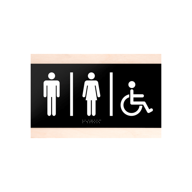 Door Signs Wooden Sign for Unisex Restroom - "Buro" Design