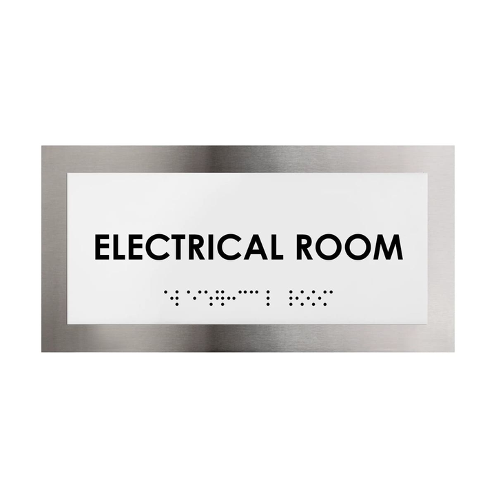 Electrical room sign with Braille, stainless steel interior sign, modern design, modern design