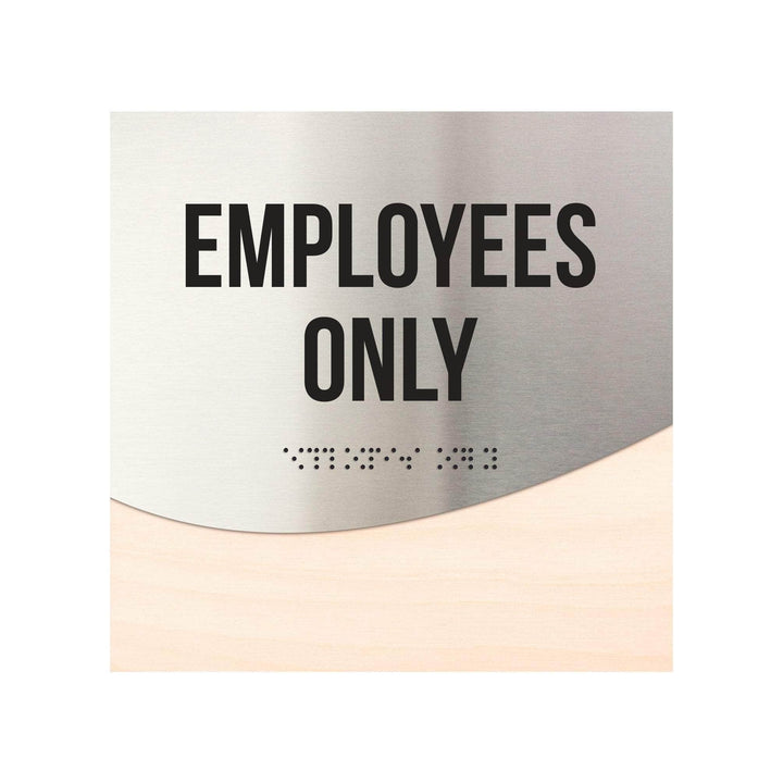 Door Signs Employees Only Sign - Stainless Steel & Wood Door Plate - "Jure" Design