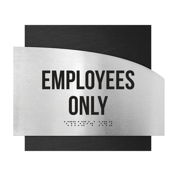 Door Signs Employees Only Sign - Stainless steel & Wood - "Wave" Design