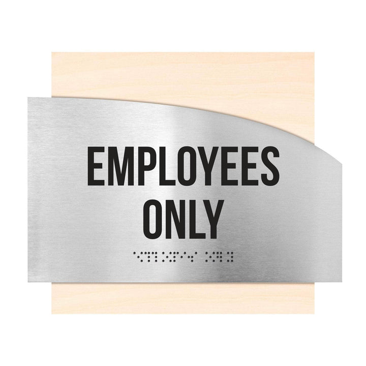 Door Signs Employees Only Sign - Stainless steel & Wood - "Wave" Design