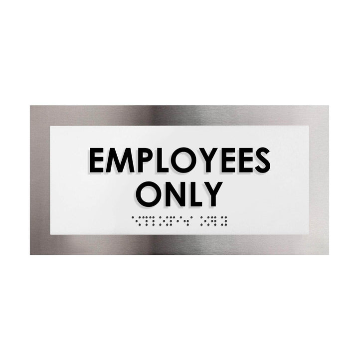 Door Signs Employees Only Sign: Stainless Steel &amp; Acrylic Door Plate — "Modern" Design