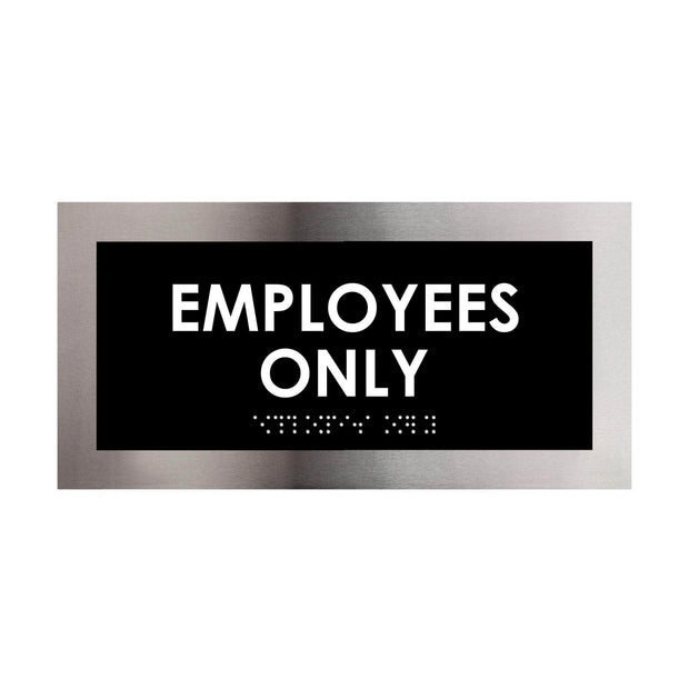 Door Signs Employees Only Sign: Stainless Steel & Acrylic Door Plate — "Modern" Design