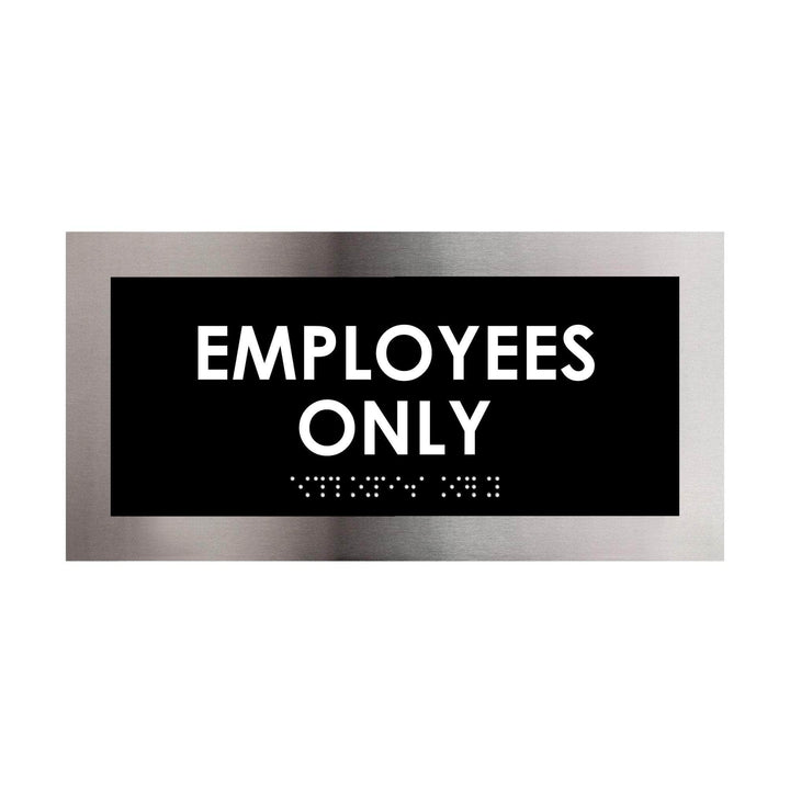 Door Signs Employees Only Sign: Stainless Steel & Acrylic Door Plate — "Modern" Design