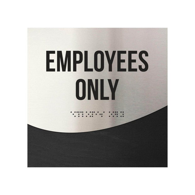 Door Signs Employees Only Sign - Stainless Steel & Wood Door Plate - "Jure" Design