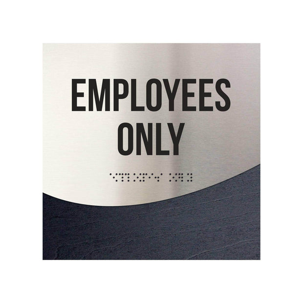Door Signs Employees Only Sign - Stainless Steel & Wood Door Plate - "Jure" Design