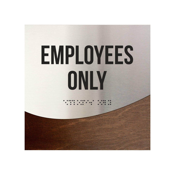 Door Signs Employees Only Sign - Stainless Steel & Wood Door Plate - "Jure" Design