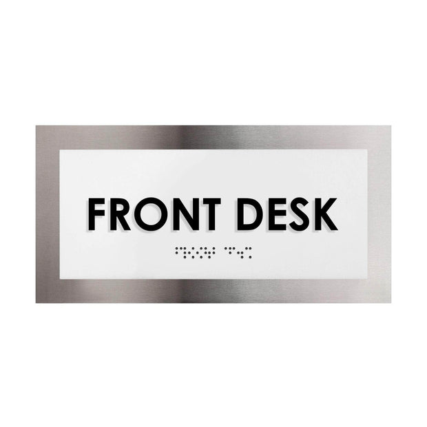 Door Signs Front Desk Sign - Stainless Steel Plate - "Modern" Design