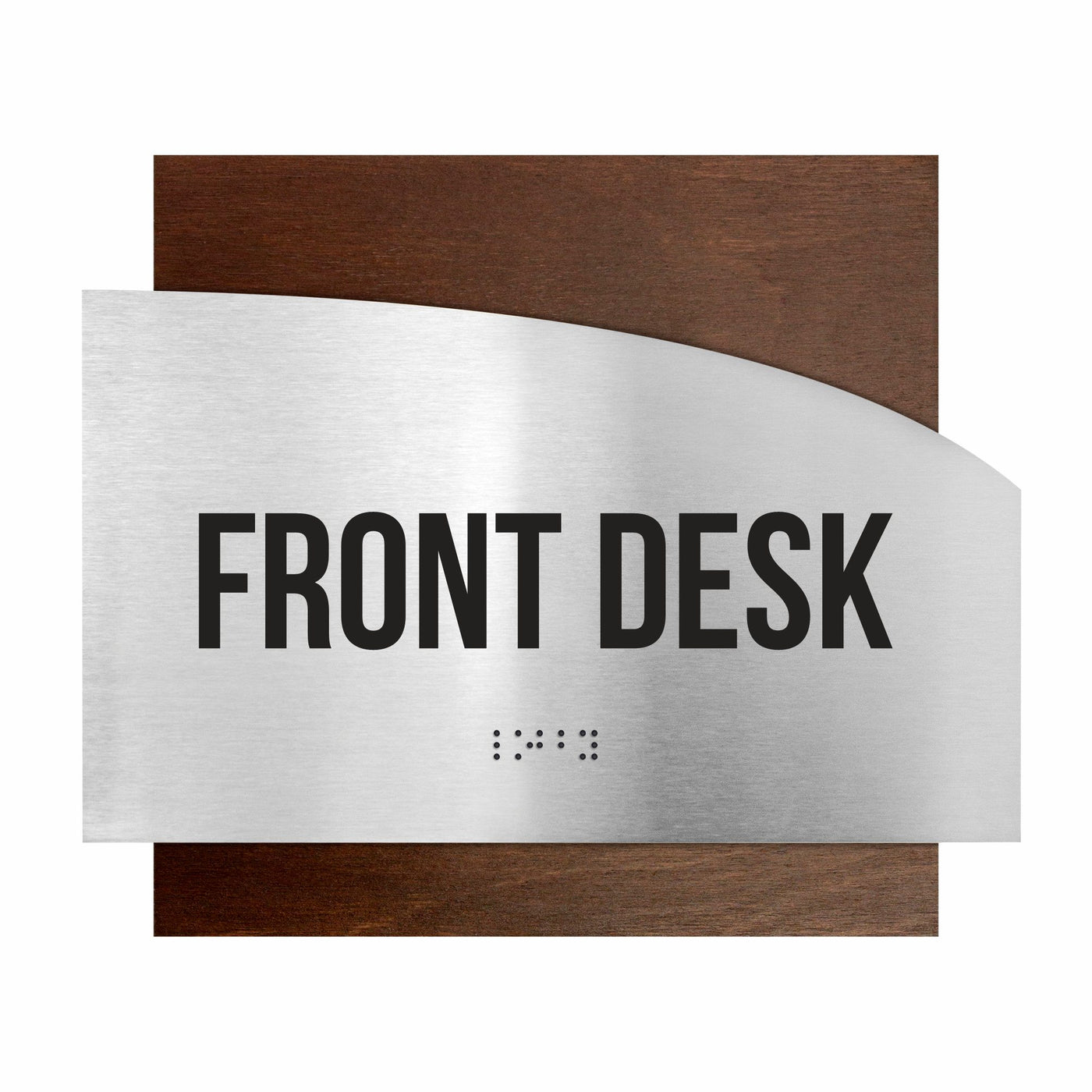 Door Signs - Front Desk Signs - Stainless Steel & Wood Plate - "Wave" Design