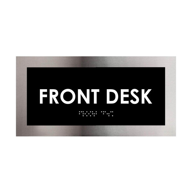 Door Signs Front Desk Sign - Stainless Steel Plate - "Modern" Design