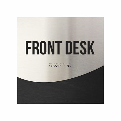 Front Desk Sign - Stainless Steel & Wood Door Plate "Jure" Design
